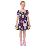 Bunny - Easter Pattern Kids  Short Sleeve Velvet Dress