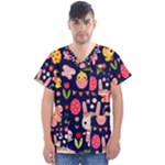 Bunny - Easter Pattern Men s V-Neck Scrub Top