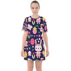 Sixties Short Sleeve Mini Dress 