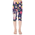 Bunny - Easter Pattern Kids  Capri Leggings 