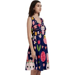 Sleeveless V-Neck Skater Dress with Pockets 