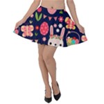 Bunny - Easter Pattern Velvet Skater Skirt