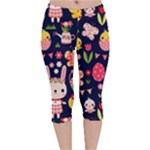 Bunny - Easter Pattern Velvet Capri Leggings 