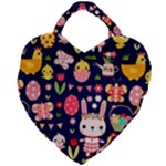 Bunny - Easter Pattern Giant Heart Shaped Tote