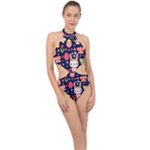 Bunny - Easter Pattern Halter Side Cut Swimsuit