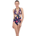 Bunny - Easter Pattern Halter Front Plunge Swimsuit