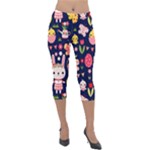 Bunny - Easter Pattern Lightweight Velour Capri Leggings 