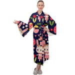 Bunny - Easter Pattern Maxi Velvet Kimono