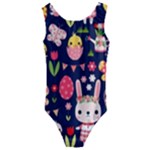 Bunny - Easter Pattern Kids  Cut-Out Back One Piece Swimsuit