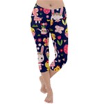 Bunny - Easter Pattern Lightweight Velour Capri Yoga Leggings