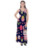 Bunny - Easter Pattern Sleeveless Velour Maxi Dress