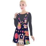 Bunny - Easter Pattern Plunge Pinafore Velour Dress