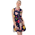 Bunny - Easter Pattern Sleeveless Shirt Dress