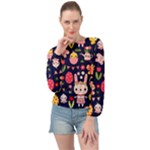 Bunny - Easter Pattern Banded Bottom Chiffon Top