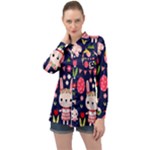 Bunny - Easter Pattern Long Sleeve Satin Shirt