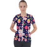 Bunny - Easter Pattern Short Sleeve Zip Up Jacket