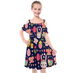 Kids  Cut Out Shoulders Chiffon Dress 