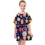 Bunny - Easter Pattern Kids  One Piece Chiffon Dress