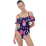 Bunny - Easter Pattern Frill Detail One Piece Swimsuit