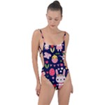 Bunny - Easter Pattern Tie Strap One Piece Swimsuit