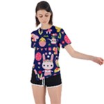 Bunny - Easter Pattern Asymmetrical Short Sleeve Sports T-Shirt