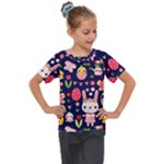 Bunny - Easter Pattern Kids  Mesh Piece T-Shirt