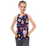 Bunny - Easter Pattern Kids  Sleeveless Hoodie