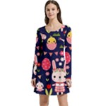 Bunny - Easter Pattern Long Sleeve Velour Skater Dress