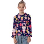 Bunny - Easter Pattern Kids  Frill Detail T-Shirt