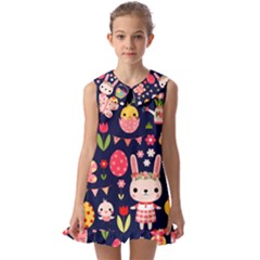 Kids  Pilgrim Collar Ruffle Hem Dress 