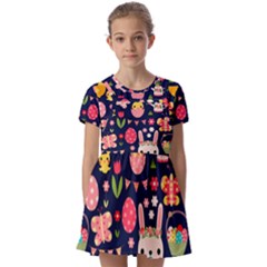 Kids  Short Sleeve Pinafore Style Dress 