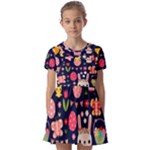 Bunny - Easter Pattern Kids  Short Sleeve Pinafore Style Dress