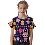 Bunny - Easter Pattern Kids  Cut Out Flutter Sleeves