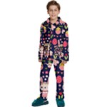 Bunny - Easter Pattern Kids  Long Sleeve Velvet Pajamas Set