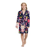 Bunny - Easter Pattern Kids  Long Sleeve Velvet Lounge Robe