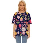 Bunny - Easter Pattern Oversized Basic T-Shirt