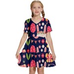 Bunny - Easter Pattern Kids  Short Sleeve Tiered Mini Dress