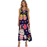 Bunny - Easter Pattern V-Neck Sleeveless Wide Leg Pants Overalls