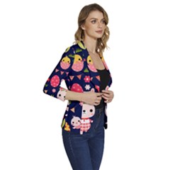 Women s One-Button 3/4 Sleeve Short Jacket 