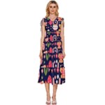 Bunny - Easter Pattern V-Neck Drawstring Shoulder Sleeveless Maxi Dress