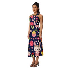 Sleeveless Cross Front Cocktail Midi Chiffon Dress 