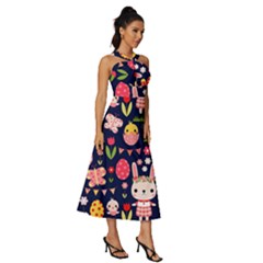 Sleeveless Cross Front Cocktail Midi Chiffon Dress 