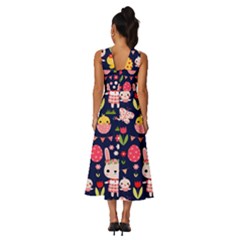 Sleeveless Cross Front Cocktail Midi Chiffon Dress 