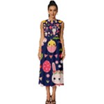 Bunny - Easter Pattern Sleeveless Round Neck Midi Dress