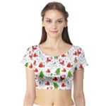 Christmas Pattern, Pattern, Christmas Short Sleeve Crop Top