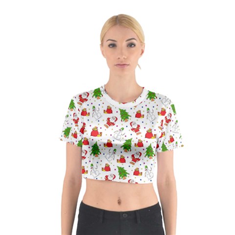 Christmas Pattern, Pattern, Christmas Cotton Crop Top from ArtsNow.com