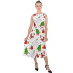 Christmas Pattern, Pattern, Christmas Midi Tie-Back Chiffon Dress