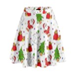 Christmas Pattern, Pattern, Christmas High Waist Skirt