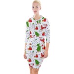 Christmas Pattern, Pattern, Christmas Quarter Sleeve Hood Bodycon Dress