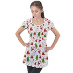 Christmas Pattern, Pattern, Christmas Puff Sleeve Tunic Top